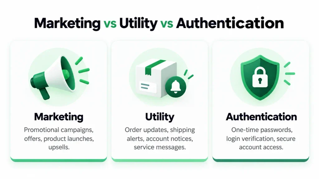 Comparison of Meta WhatsApp template categories